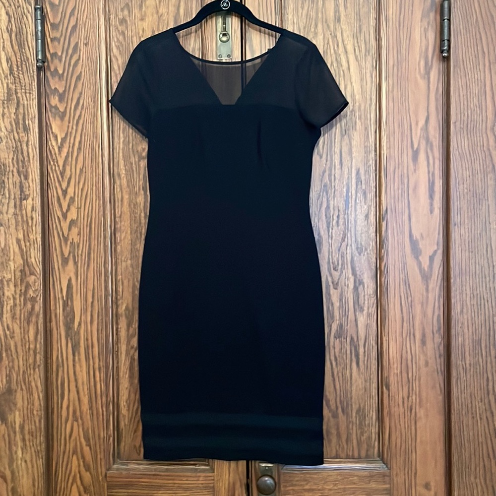 Sheer detailed black shift dress
